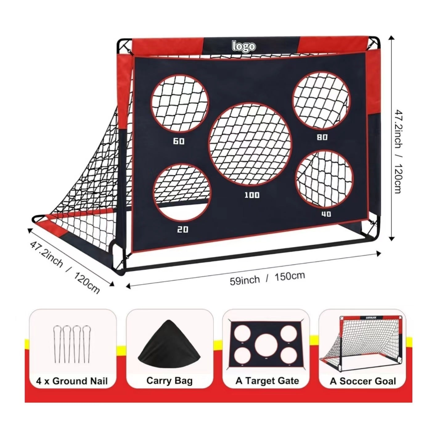 Portable Football Goal – 2-in-1 Detachable Soccer Net for Kids & Adults | Training & Backyard Play