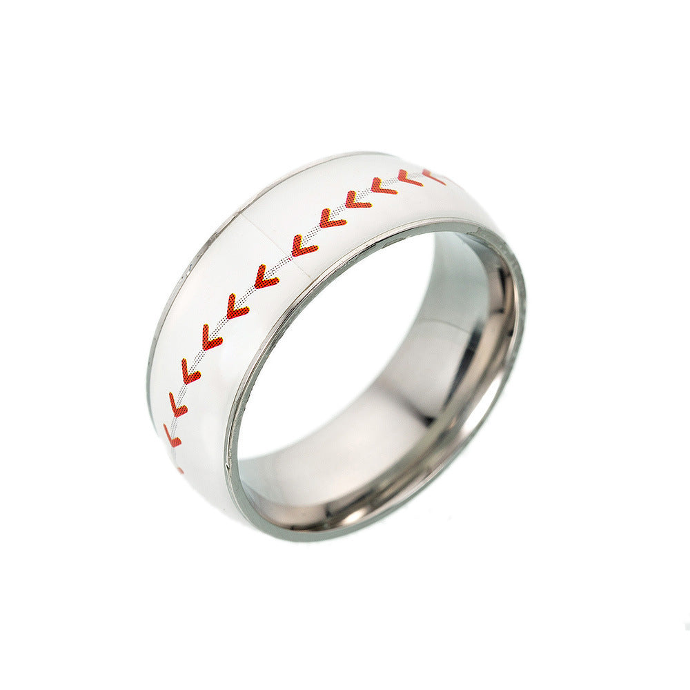 Titanium Steel Football Ring – Sporty Stainless Steel Band for Football & Basketball Fans