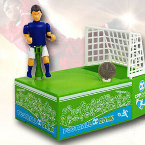Electric Soccer Player Goal Kicking Football Piggy Bank Coin Money Saving Box